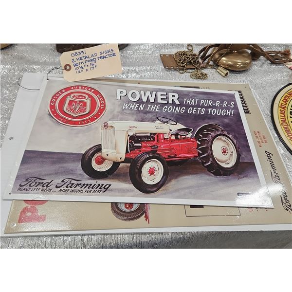 2 Metal Ford Tractor Advertising Signs