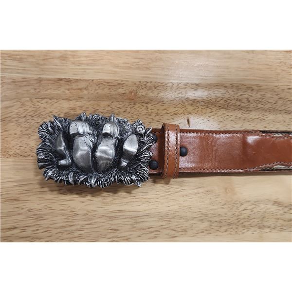 Leather Belt w/Naughty Belt Buckle