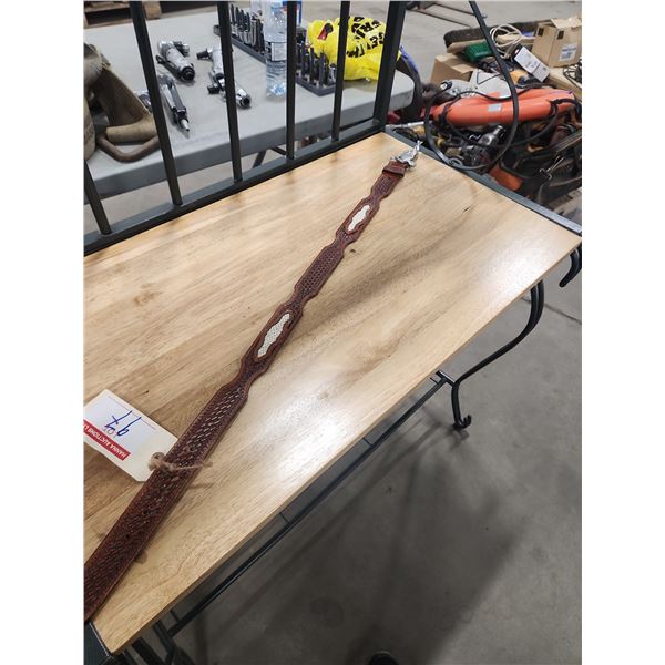 Carved Leather Belt w/Naughty Belt Buckle