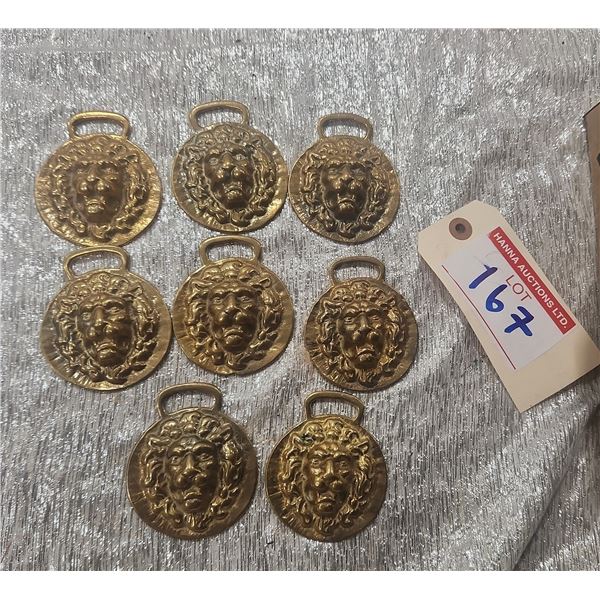 8 Lion's Head Harness Brass