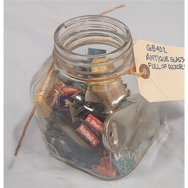 Razor Blades in Antique Glass Jar