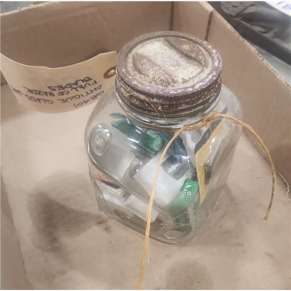 Razor Blades in Antique Glass Jar