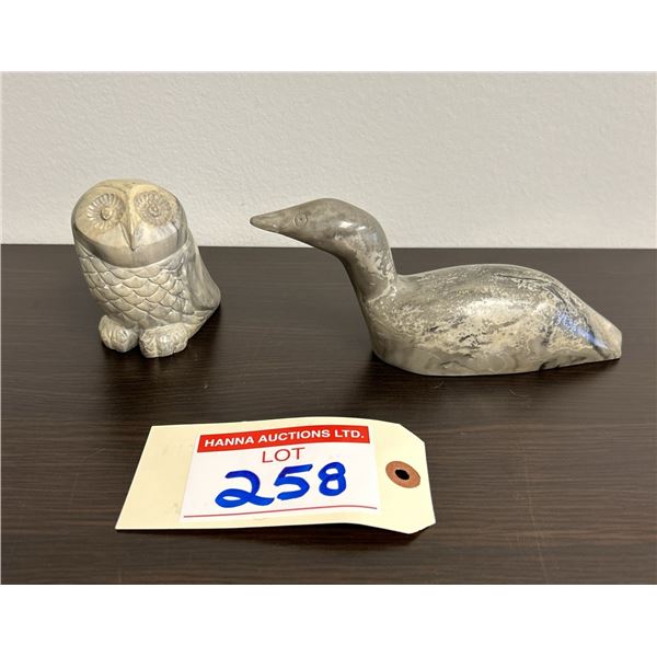 2 Inuit Soapstone Carvings Signed “Thorn Canada”