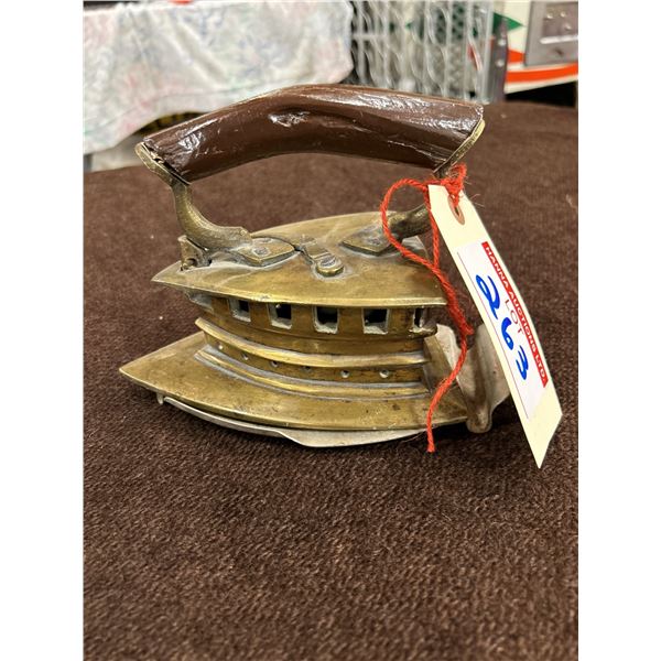 Vintage Brass Sad Iron & Trivet