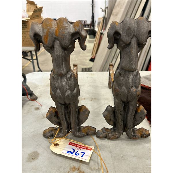 Pair of Cast Iron Dog Fireplace Andirons