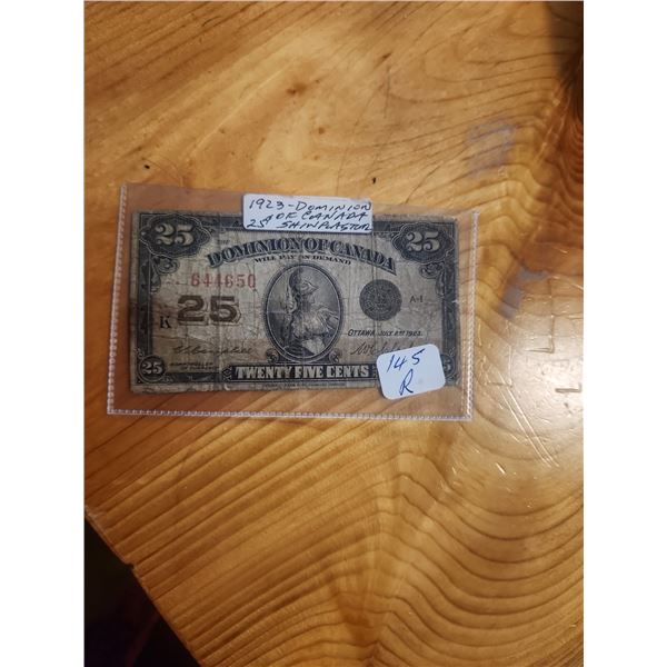 1923 Dominion of Canada Shinplaster