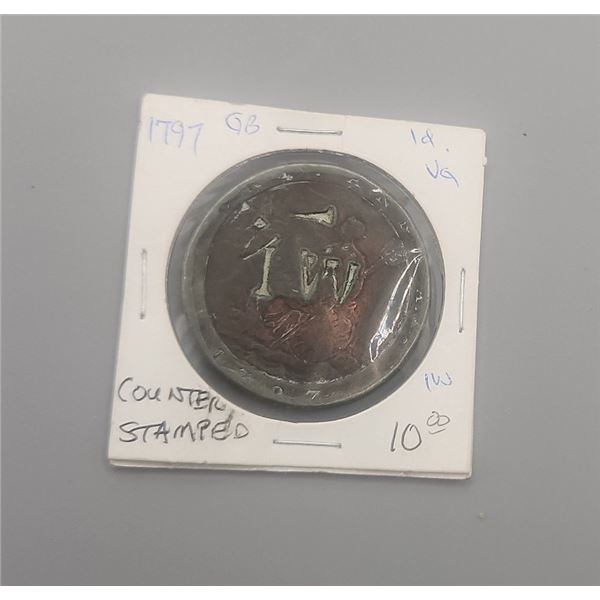 1797 Counter Stamped GB Two Pence