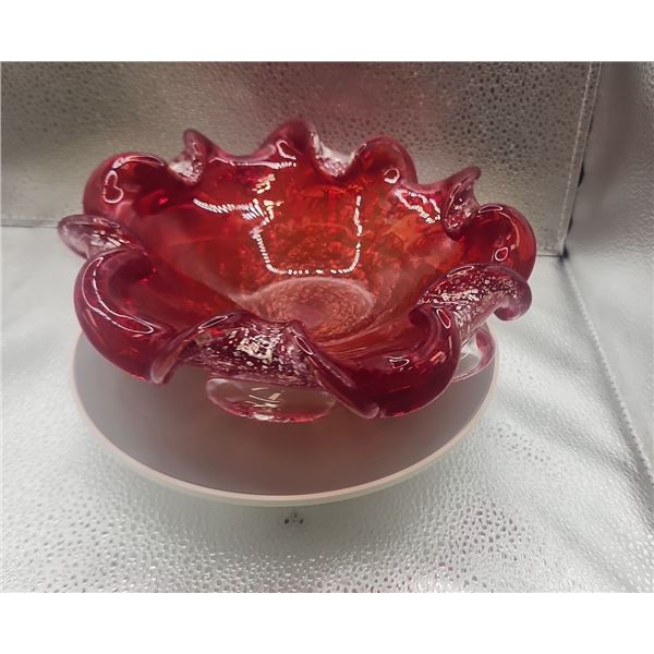 Murano Red & Silver Dish