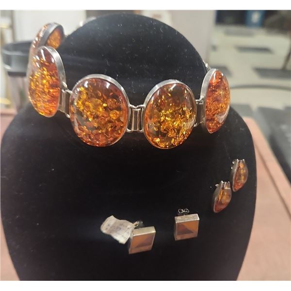 Amber Bracelet and Earrings
