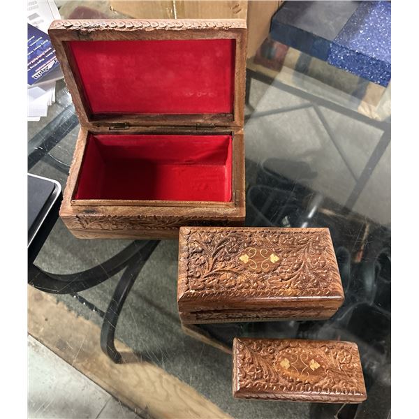 3 Nesting Wooden Jewelry Boxes