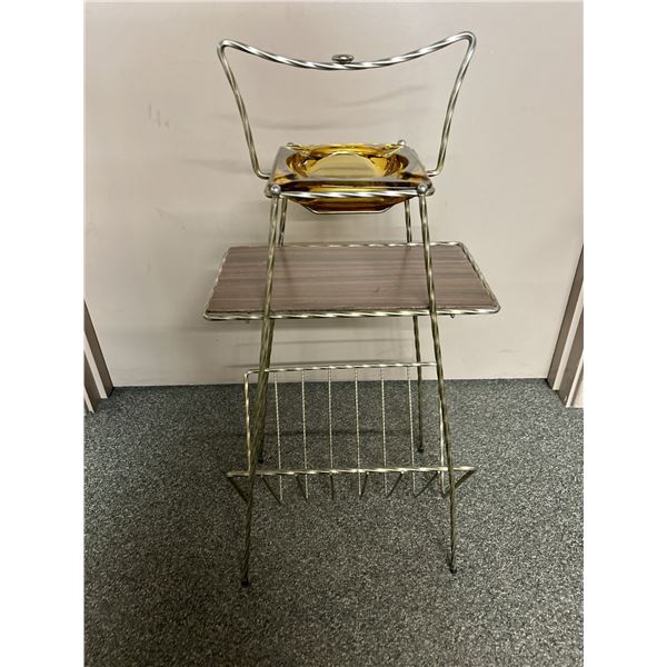Mid-Century Modern Magazine Rack with Ashtray