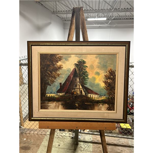 Original Oil Painting of Village Scene