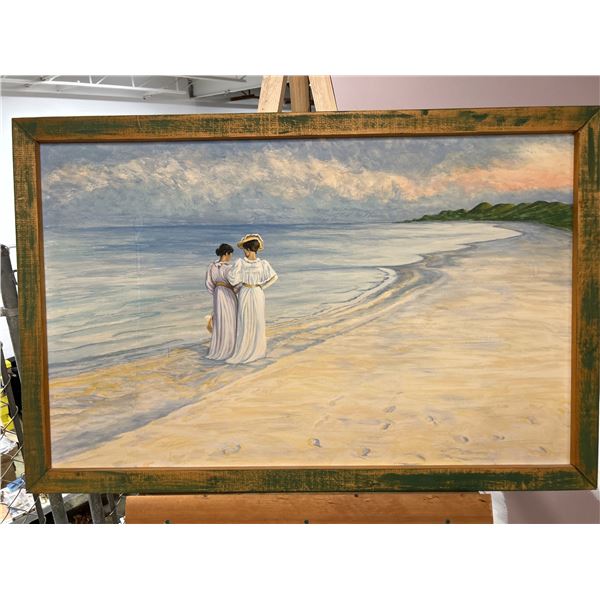 Original Painting of Victorian Women on the Beach
