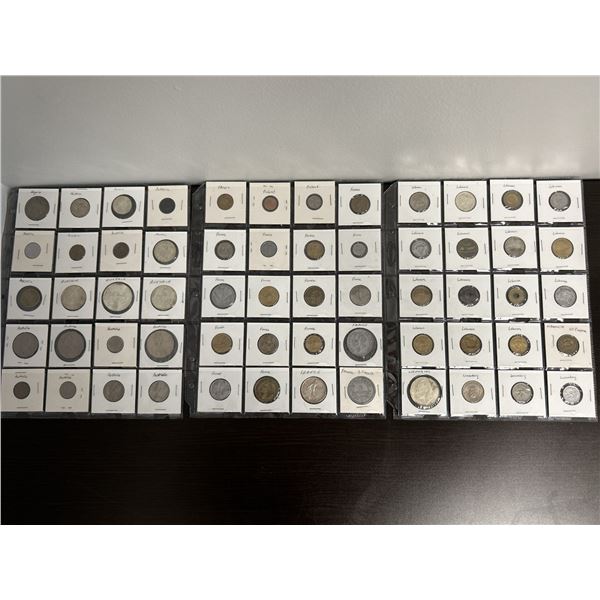 3 Sheets of Foreign Coins