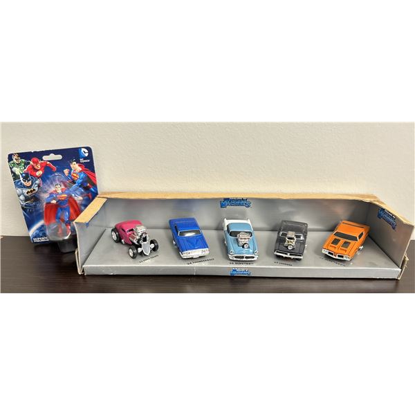 The Original Muscle Machines Die Cast Car Set & Superman Figurine