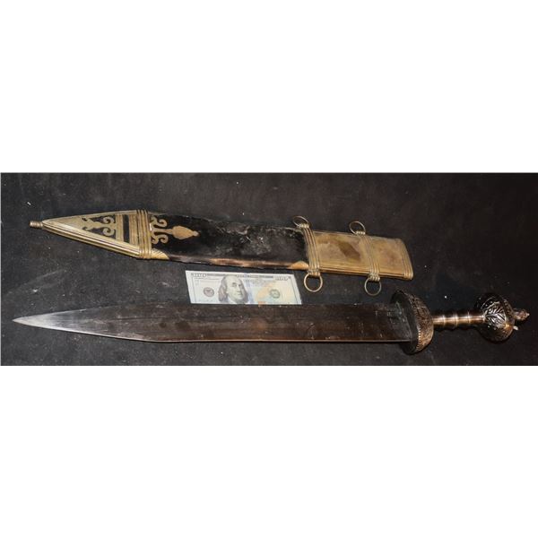 ZZ GREEK ROMAN METAL SWORD WITH LEATHER SHEATH