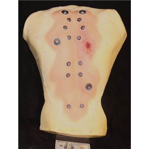 MATRIX "LIKE" SILICONE APPLIANCE WITH PLUGS & GUNSHOT WOUND ON FORM FOR DISPLAY