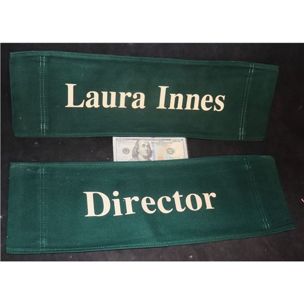 ER LAURA INNES & DIRECTOR ON SET CHAIR BACK LOT OF 2