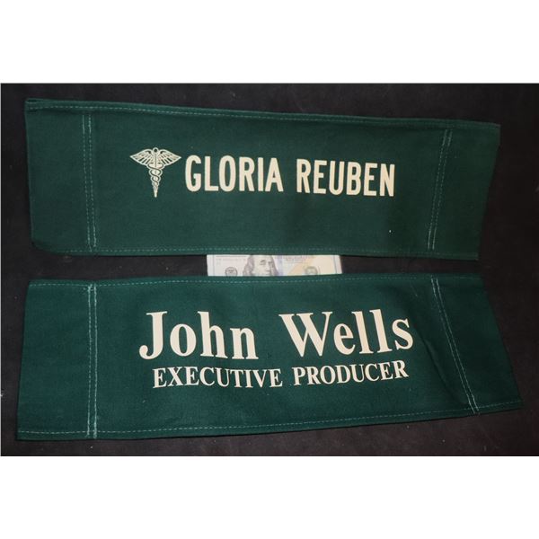ER GLORIA REUBEN & JOHN WELLS ON SET CHAIR BACK LOT OF 2