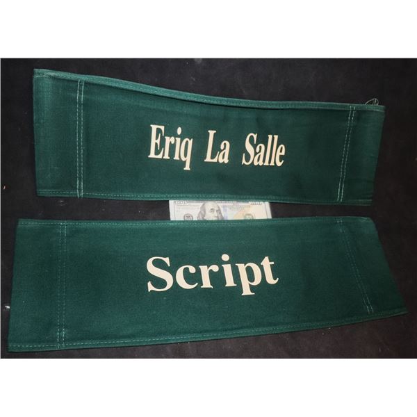 ER ERIQ LA SALLE & SCRIPT ON SET CHAIR BACK LOT OF 2