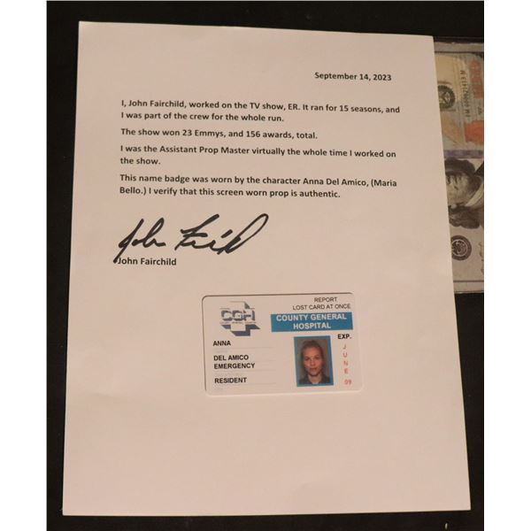 ER TV ANNA DEL AMICO HOSPITAL ID BADGE WITH LOA