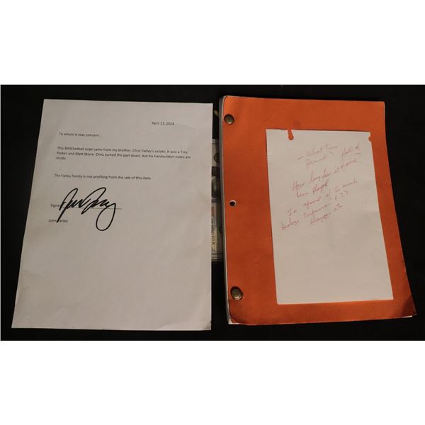 CHRIS FARLEY BASEKETBALL SCRIPT WITH HANDWRITTEN NOTES