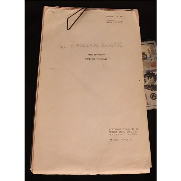 EXORCIST THE PRODUCTION SHOOTING LONG FORM SCRIPT USED IN GERMAN TRANSLATION LOADED WITH NOTES