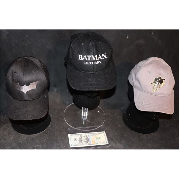 BATMAN RETURNS THE DARK KNIGHT & DARK KNIGHT RISES CAST & CREW HATS LOT SUPER HERO