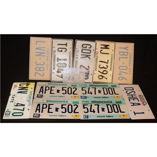 UNKNOWN  LICENSE PLATE LOT OF 11 WITH 2 MATCHED SETS