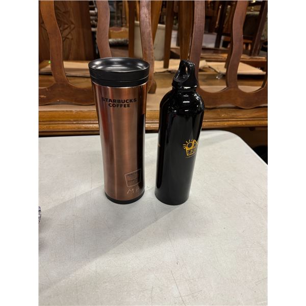 Starbucks mug, and other water bottle