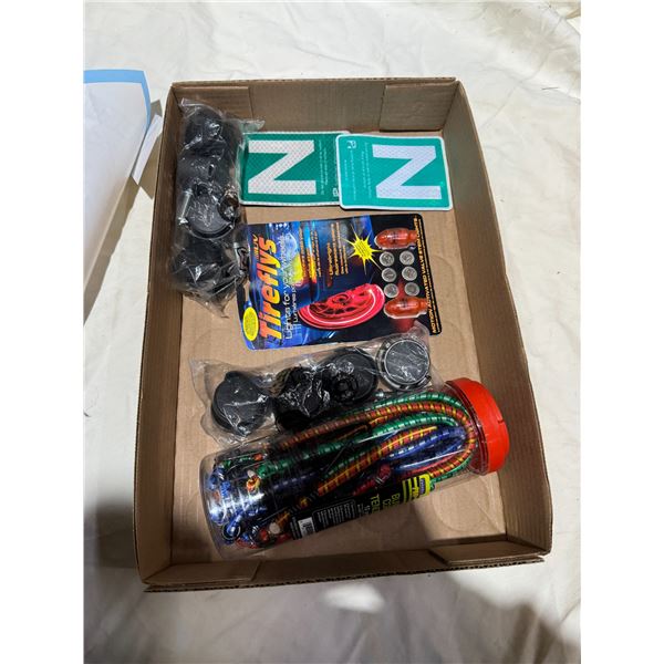 Bungee cords, casters, and other items