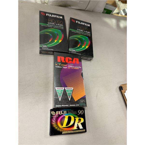 New sealed, VHS tapes and cassette tape