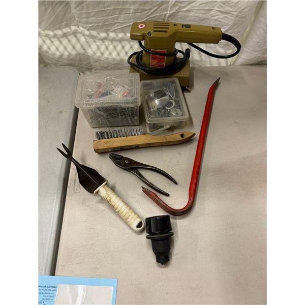 Assorted garage items, Sander , etc.