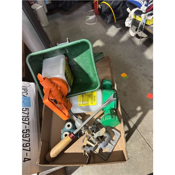Gardening, sprinklers, and other items