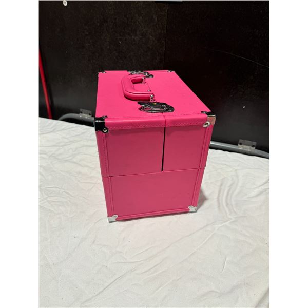 pink multi level level jewelry make up case