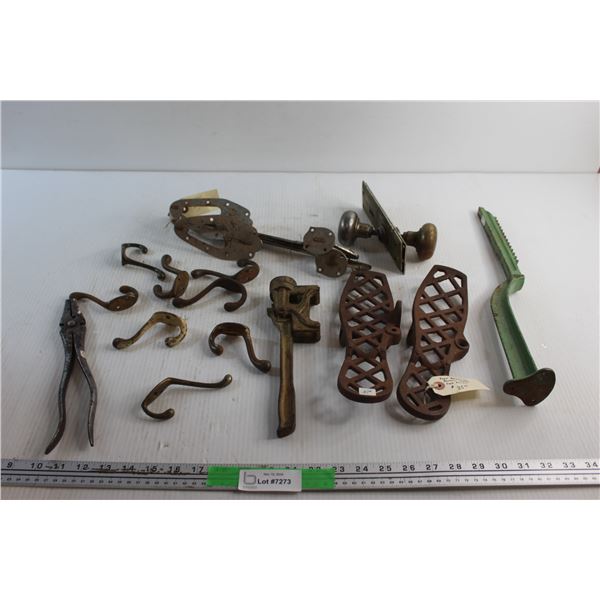 Bottle Capper, Vintage Skate Blades, Hooks, Door Knobs, Foot Pedals and Pliers