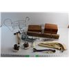 Image 9 : Wooden Boxes - As Is, Carpenter's Level, Egg Basket, Meat Tendering Hammer, Meat Grinder, Syringe, F