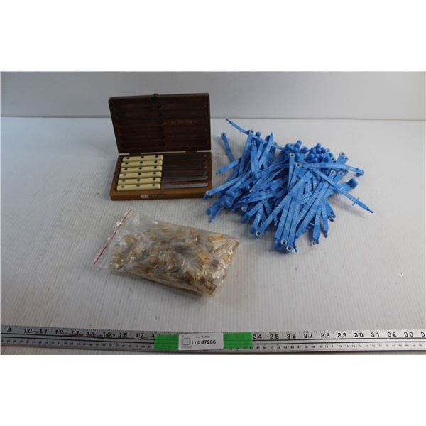 Zip Ties, Calgary Stampede Pins and Dessert Knives Set