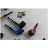 Image 6 : Vintage Play Pilot Goggles, Barbers Brush, Bow Ties, Tobacco Pipes, Hobby Drill and Necklace
