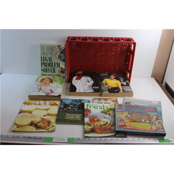 Vintage Books and Magazines - Sears, Cook Book & Seashores of the World, Coca Cola Bottle Crate and 