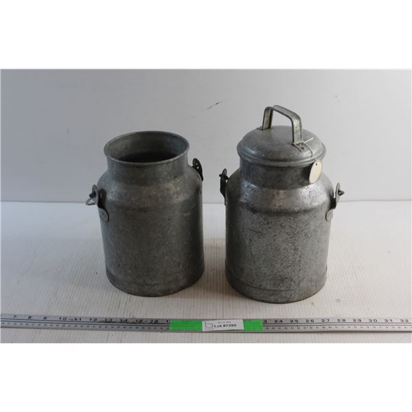 (2) Galvanized Cream Cans - Missing Lid