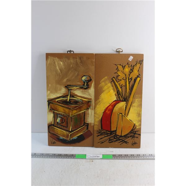 (2) Mid Century Wall Decor by Walker 16'' x 8''