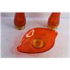 Image 4 : (2) Orange Glass Vases and Candy Dish