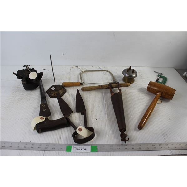 Mallet, Hand Auger, Hand Saw, C Clamp