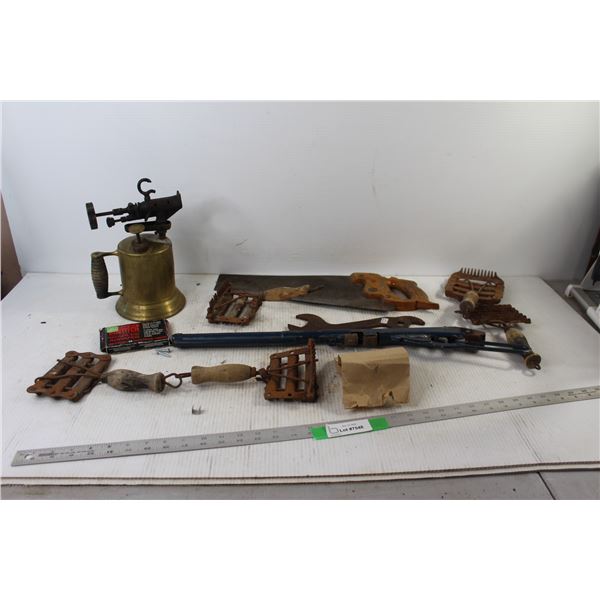 Pop Gun, Hand Saw, Old Welding torch