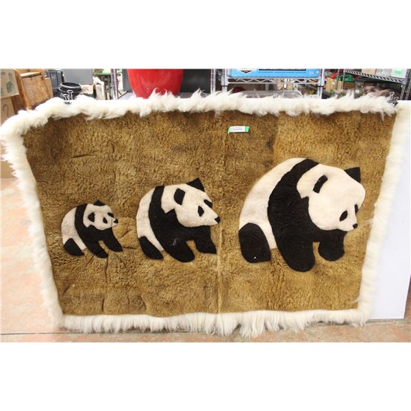 Panda Decorated Sheepskin Rug - 70  x 48 