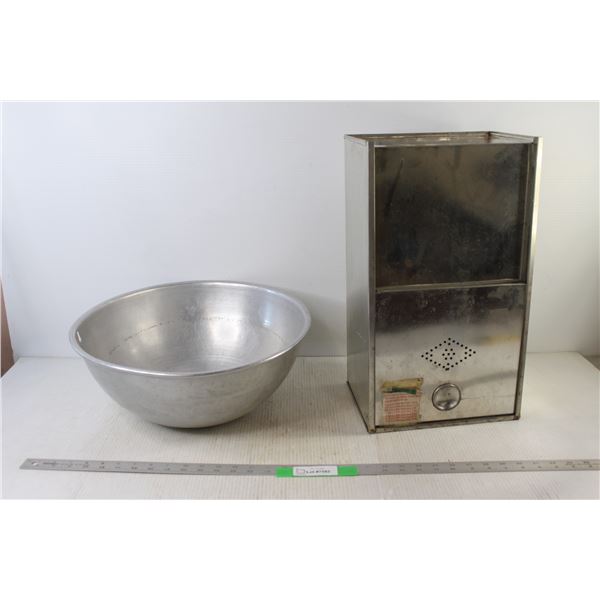 Vintage Flour bin, Tin Mixing Bowl