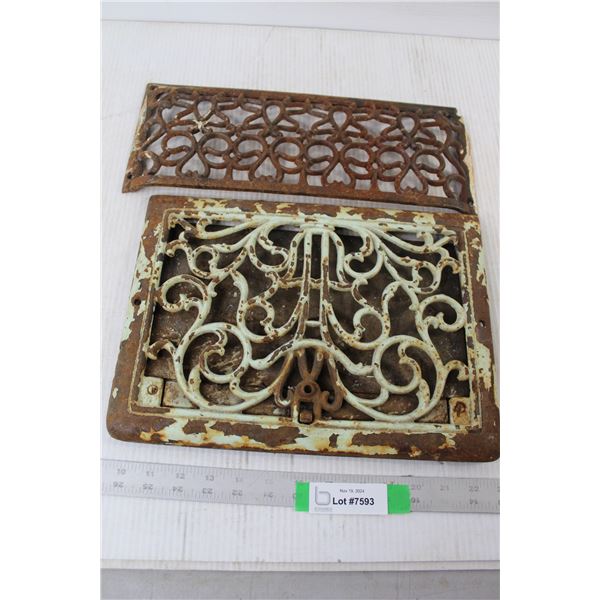 (2) Cast Iron Floor/Wall Grates