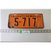 Vintage Saskatchewan License Plate -1950
