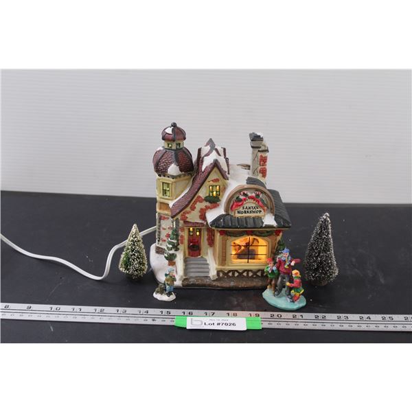 Light-up Christmas Santa's Workshop w/Figurines